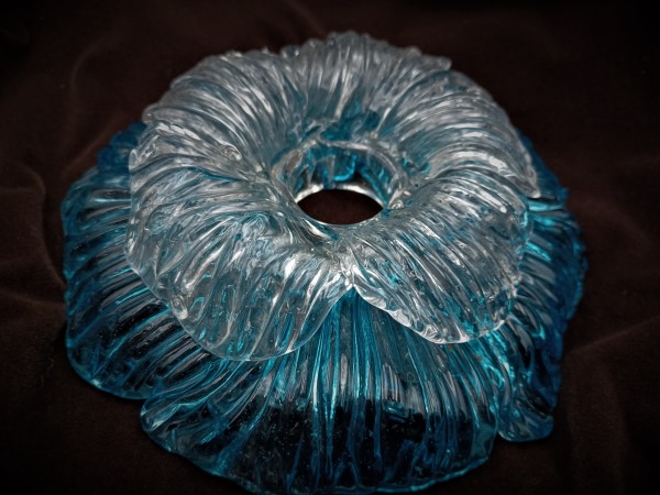 Antique Italian Blue Chandelier Glass Rosette