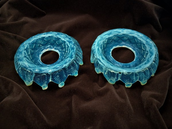 Antique Italian blue Chandelier glass pan 