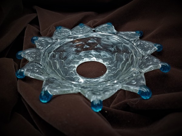 Antique Italian Chandelier Glass Pan with Blue tips