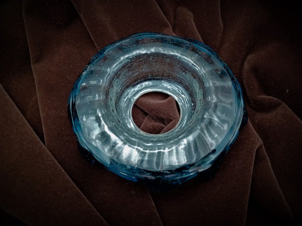Antique Venetian Chandelier Glass Dish With Blue Rim 