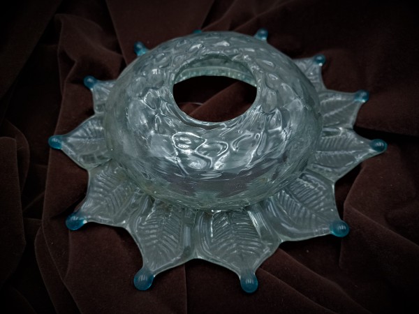 Antique Murano Chandelier Glass Dish Pan with Blue tips