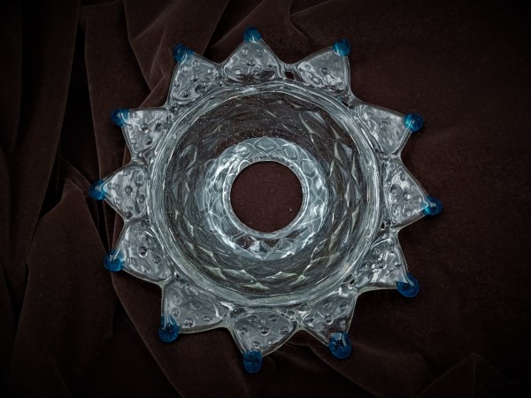 Antique Italian Chandelier Glass Pan with Blue tips