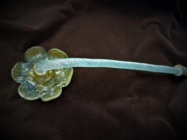 Antique Murano Clear and gold Glass Chandelier Flower 