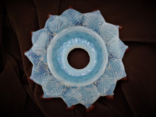 Antique Italian milky blue and red Chandelier glass canopy