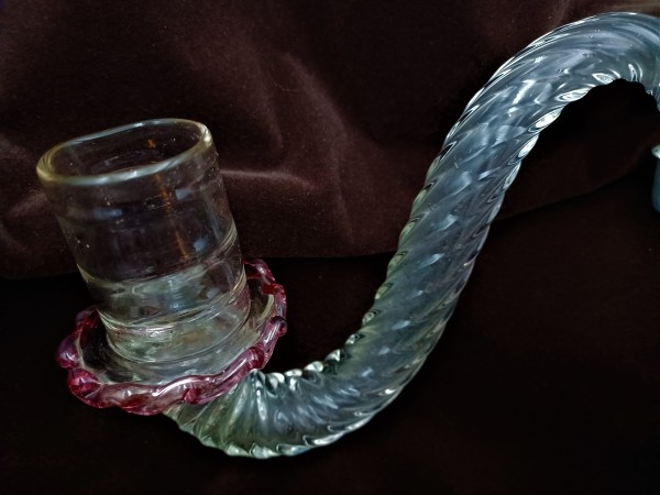 Antique Murano Clear and red Glass Chandelier arm