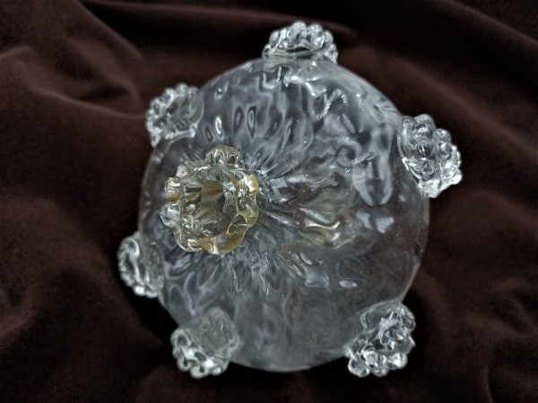 Antique Murano chandelier lower finial ball clear glass