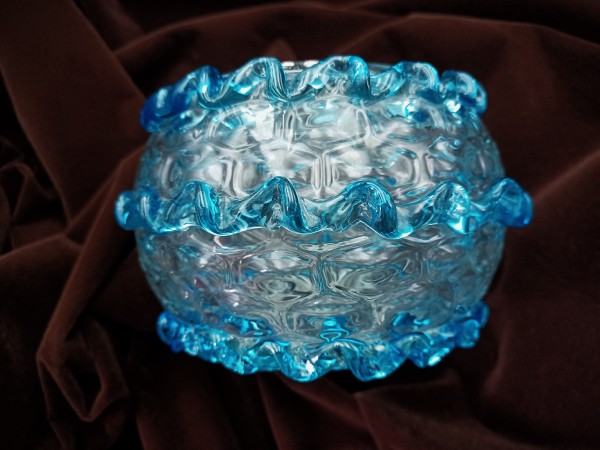 Antique Venetian Chandelier blue glass centre stem ball 