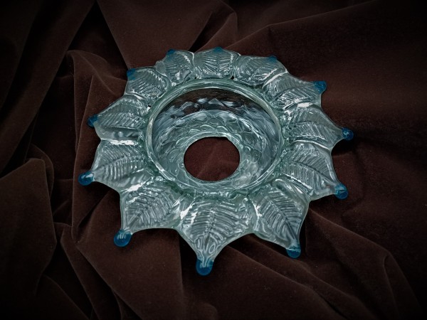 Antique Murano Chandelier Glass Dish Pan with Blue tips