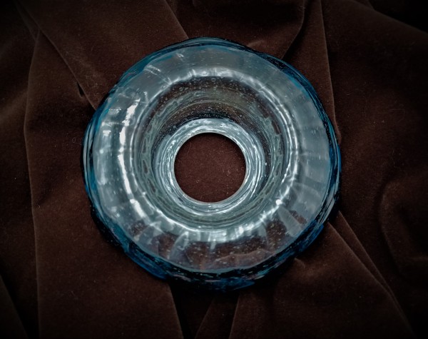 Antique Venetian Chandelier Glass Dish With Blue Rim 