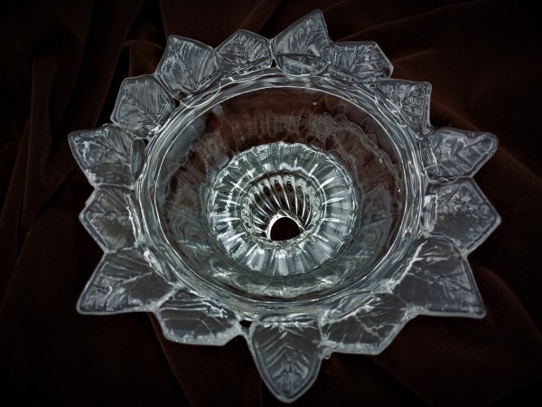 Antique Venetian Chandelier glass pan with stem