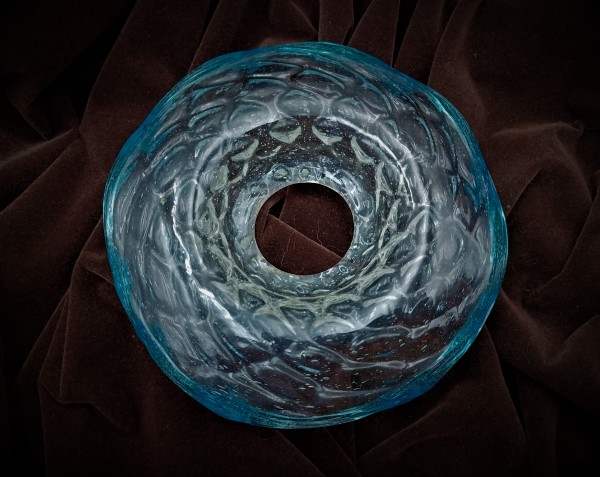 Antique Murano Chandelier Glass Dish with Blue Rim 