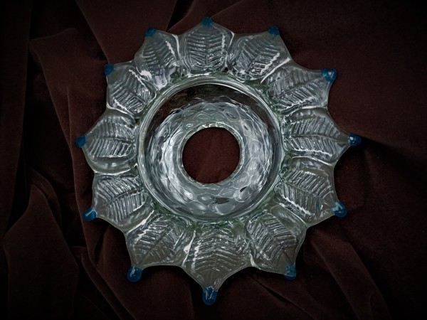 Antique Murano Chandelier Glass Dish Pan with Blue tips