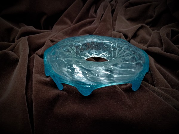 Antique Murano Chandelier Glass Dish with Blue Rim 