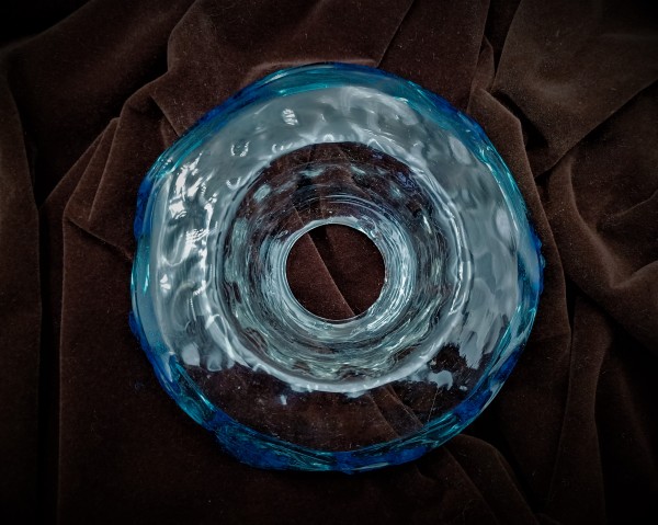 Antique Murano Chandelier Glass replacement Dish with Blue Rim 