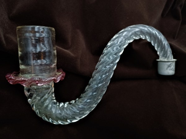 Antique Murano Clear and red Glass Chandelier arm