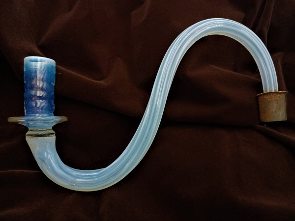 Antique Murano milky blue Glass ribbed Chandelier arm candle only