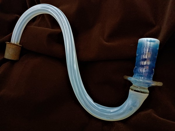 Antique Murano milky blue Glass ribbed Chandelier arm candle only