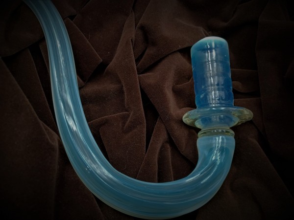 Antique Murano milky blue ribbed Glass Chandelier arm for candle 