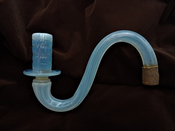 Antique Murano milky blue ribbed Glass Chandelier arm 