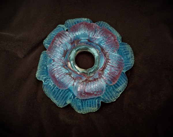 Antique Italian Blue And Red Chandelier Glass Rosette Pan