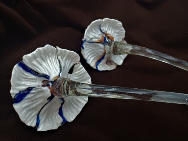 Antique Venetian chandelier flower, blue, orange and white. 