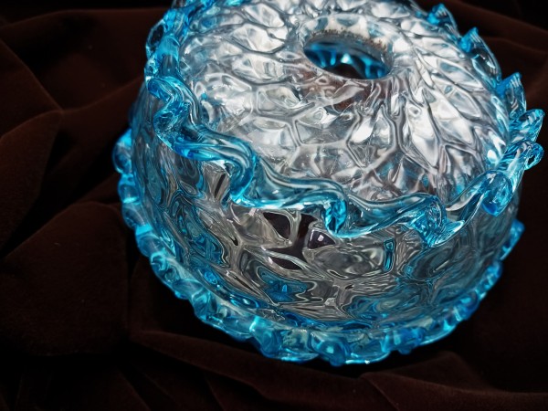 Antique Venetian Chandelier blue glass centre stem ball 