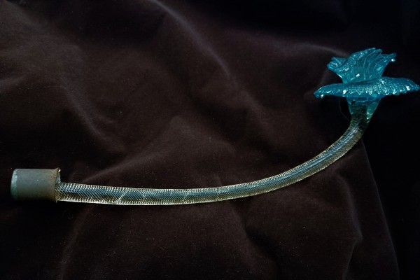 Antique Murano chandelier blue flower with faint green stem glass