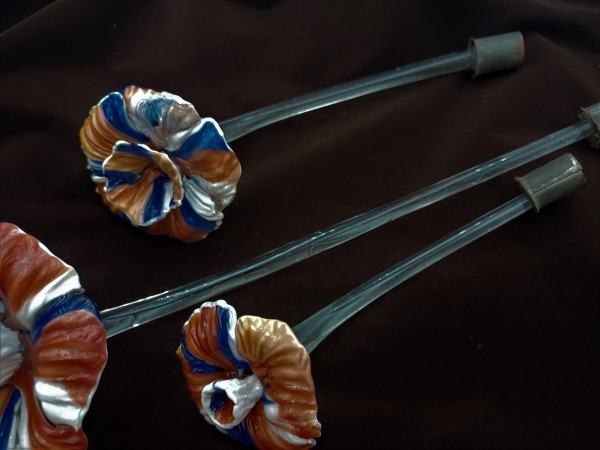 Antique Venetian chandelier flower, blue, orange and white. 