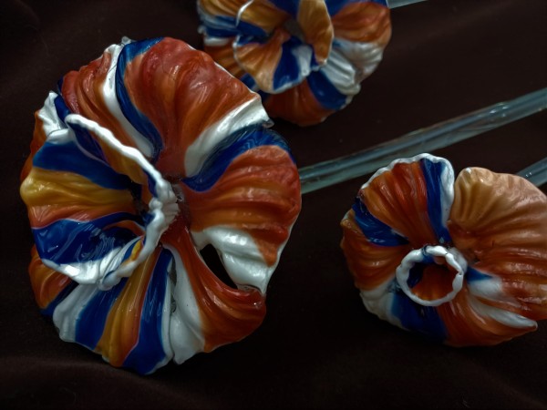 Antique Venetian chandelier flower, blue, orange and white. 