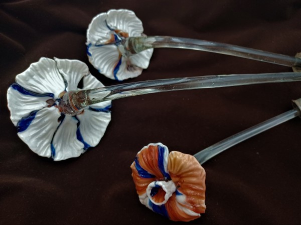 Antique Venetian chandelier flower, blue, orange and white. 