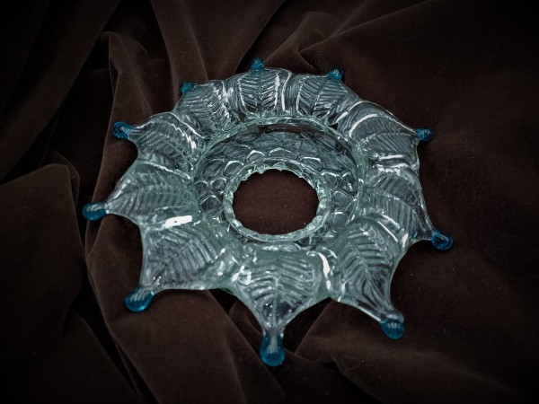 Antique Venetian Chandelier Glass Dish Pan with Blue tips 