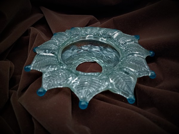 Antique Murano Chandelier Glass Dish Pan with Blue tips