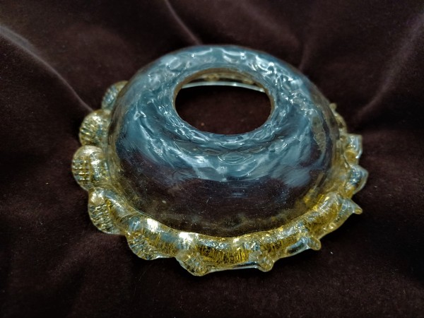 Venetian Chandelier glass dish pan with gold tint 103mm width 