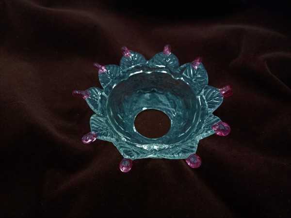 Venetian Chandelier glass dish pan with red tips 123mm width 