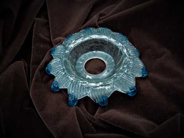Antique Venetian Chandelier Glass Dish with Blue tips  