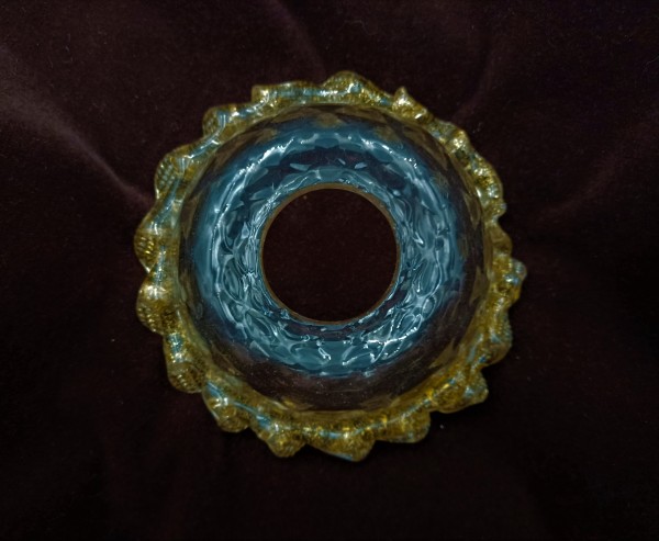 Venetian Chandelier glass dish pan with gold tint 103mm width 