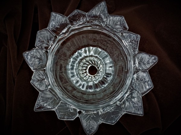 Antique Venetian Chandelier glass pan with stem