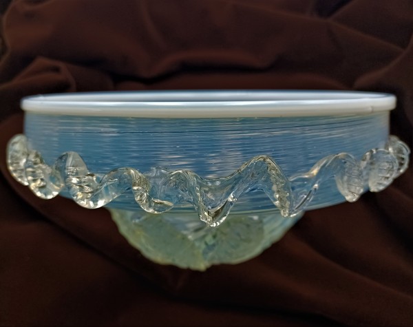 Antique Venetian Chandelier Bowl Milky Blue 175mm Width       