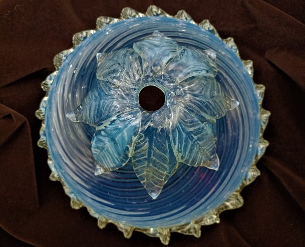 Antique Venetian Chandelier Bowl Milky Blue 175mm Width       