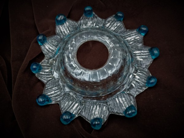 Antique Venetian Chandelier Glass Dish with Blue tips  
