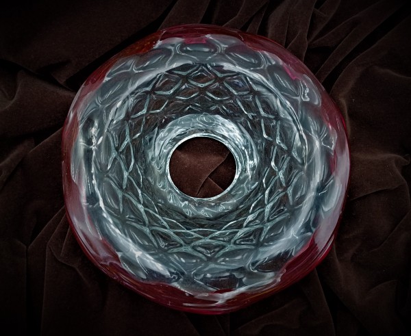 Venetian Italian Chandelier glass dish pan with red rim 