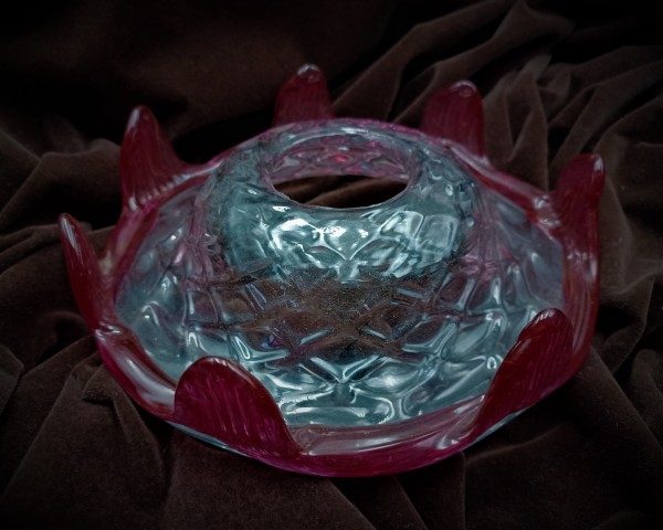 Venetian Italian Chandelier glass dish pan with red rim 