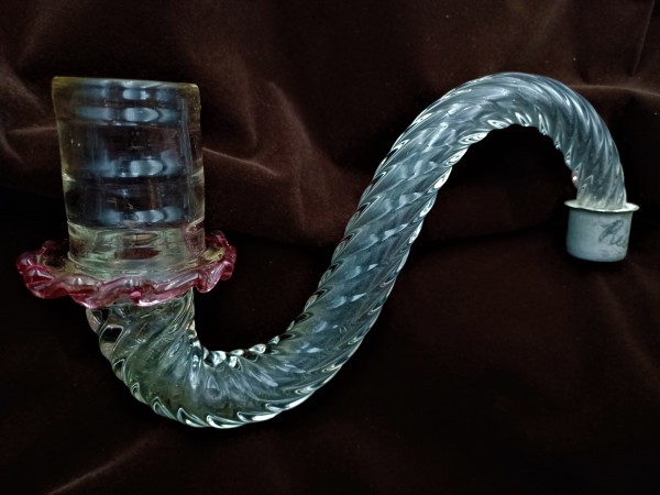 Antique Murano Clear and red Glass Chandelier arm