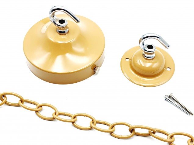 Beige and chrome ceiling rose hook large or small with optional chain