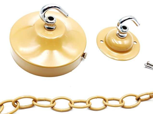 Beige and chrome ceiling rose hook large or small with optional chain