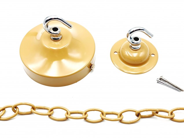 Beige and chrome ceiling rose hook large or small with optional chain