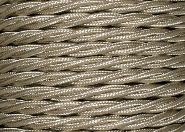 100 METRES of Braided 3 core silk flex lighting cable beige 0.75mm