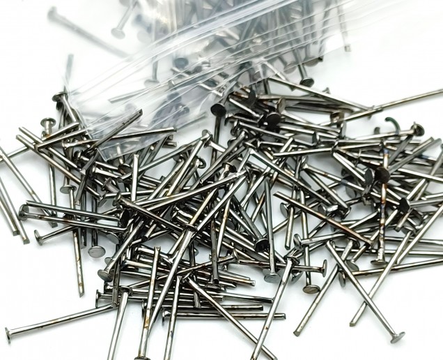 100 chandelier connecting pins aged black nickel 16mm x 0.8mm 2mm head 