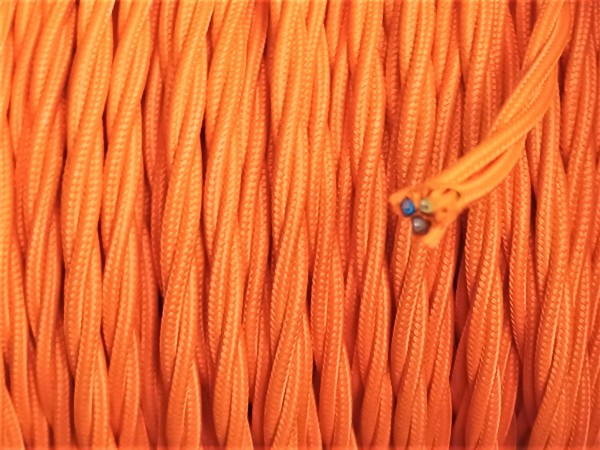 Baided 3 Cored Silk Flex Lighting Cable Orange 0.75MM