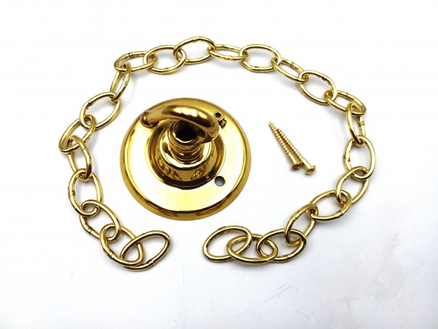 Brass Ceiling Rose Hook with chain and screws